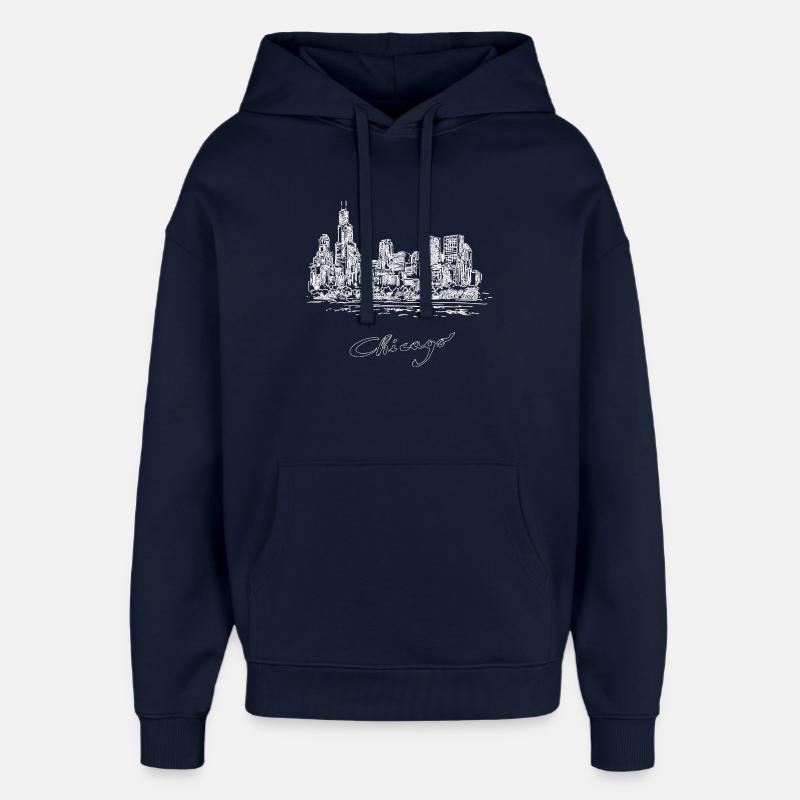 Chicago City - États-Unis - Sweat à capuche unisexe Stanley/Stella Oversized - marine