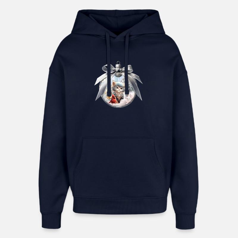 Petit chaton avec oiseau. - Sweat à capuche unisexe Stanley/Stella Oversized - marine