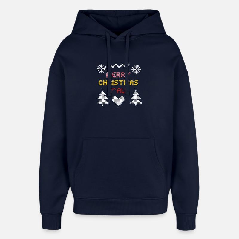 Motif de cœur de Noël festif - Sweat à capuche unisexe Stanley/Stella Oversized - marine