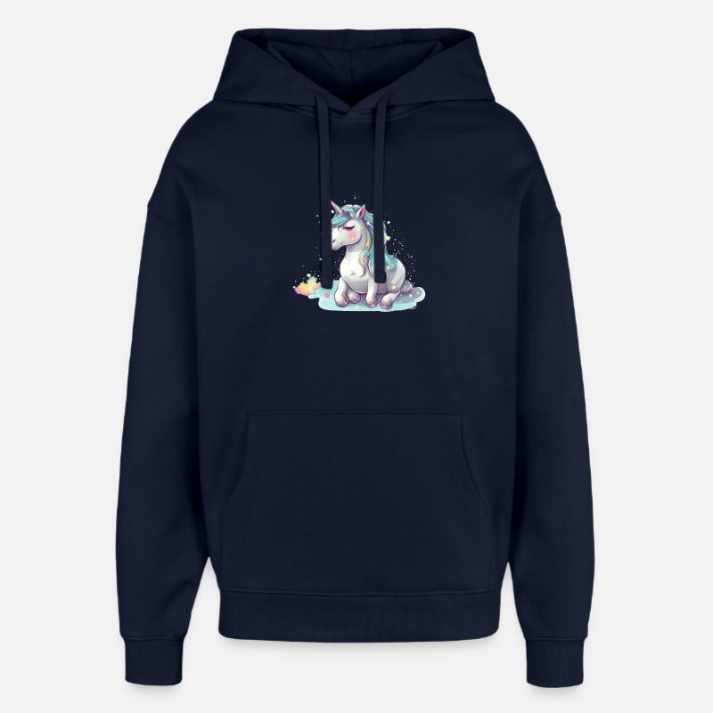 Reclining Unicorn - Oversized Unisex Hoodie by Stanley/Stella - navy
