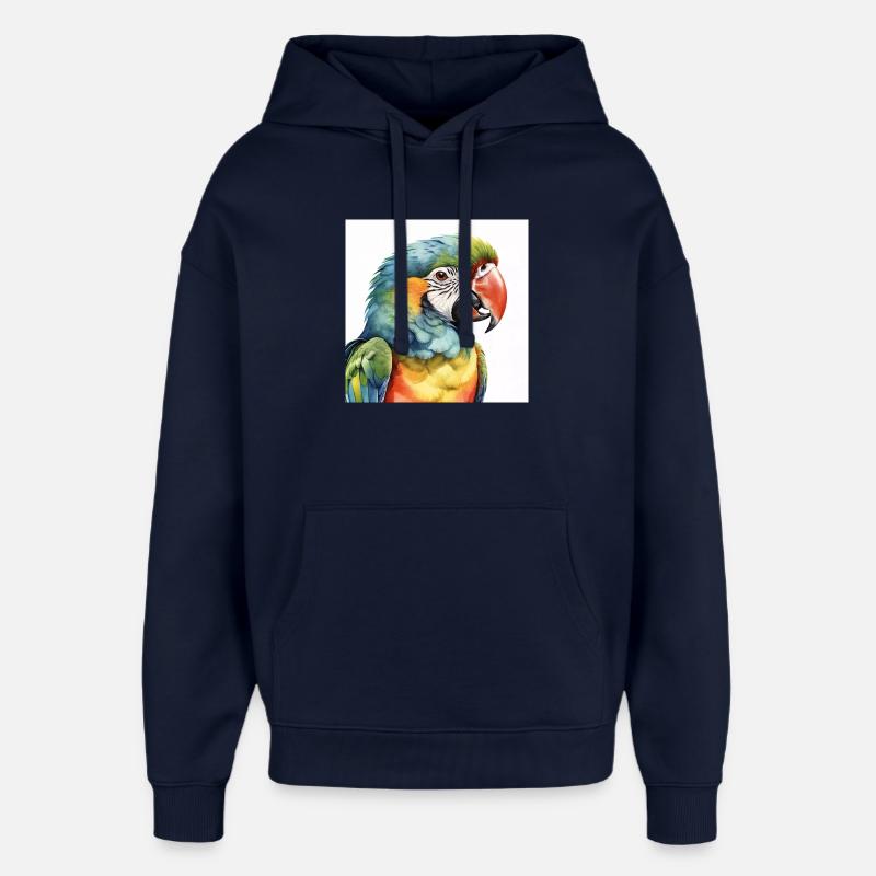 Ara aquarelle - Sweat à capuche unisexe Stanley/Stella Oversized - marine