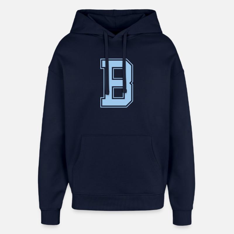 Monogramm Hellblau Varsity College Initiale B - Oversized Unisex Hoodie von Stanley/Stella - Navy