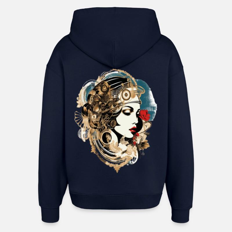Femme esthétique avec motif technologique - Sweat à capuche unisexe Stanley/Stella Oversized - marine