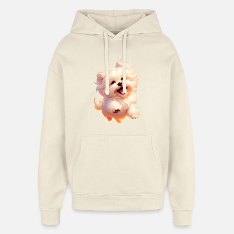 🐾 Chiot maltais 3 🐾 - Sweat à capuche unisexe Stanley/Stella Oversized - écru doux