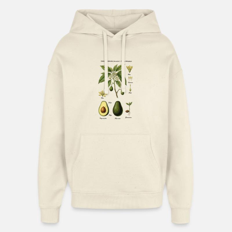 Botanical Board Avocado Tree Nature Study - Oversized Unisex Hoodie by Stanley/Stella - soft Ecru
