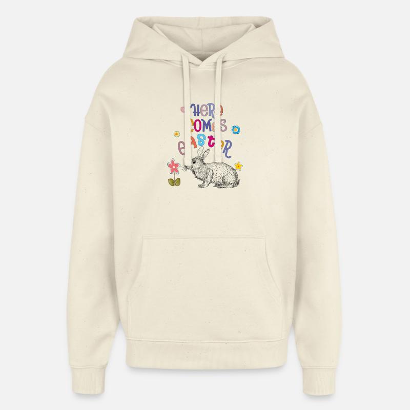Joyeuses Pâques Lapin de Pâques - Sweat à capuche unisexe Stanley/Stella Oversized - écru doux