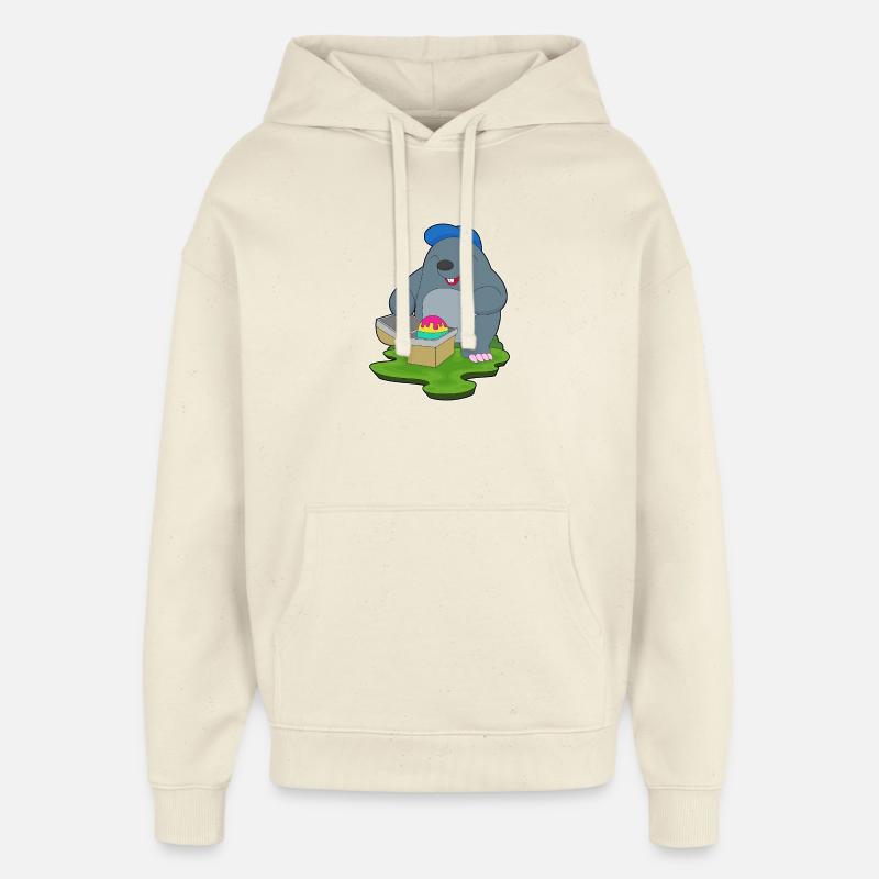 Mole Easter Easter Egg - Oversized Unisex Hoodie by Stanley/Stella - soft Ecru
