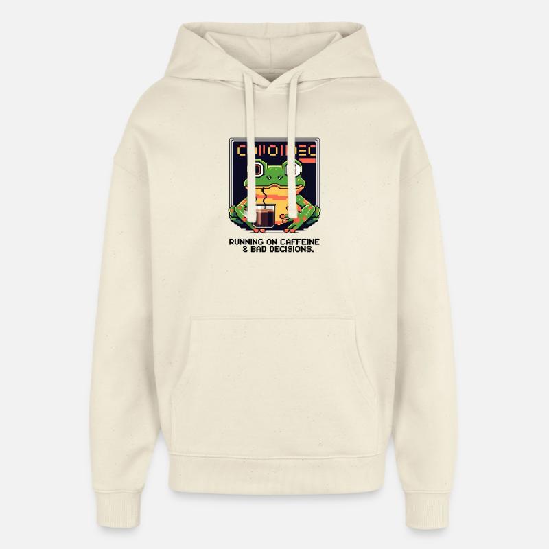 Pixel Frog – Caféine et mauvaises décisions - Sweat à capuche unisexe Stanley/Stella Oversized - écru doux