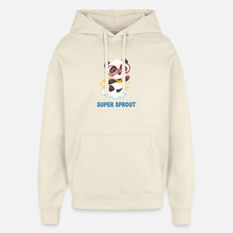 Süßer Super Sprout Panda mit Kappe - Oversized Unisex Hoodie von Stanley/Stella - Natur