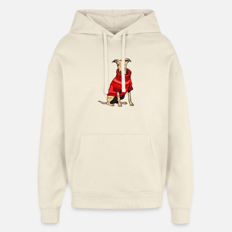 Chien en pull tricoté rouge - Sweat à capuche unisexe Stanley/Stella Oversized - écru doux