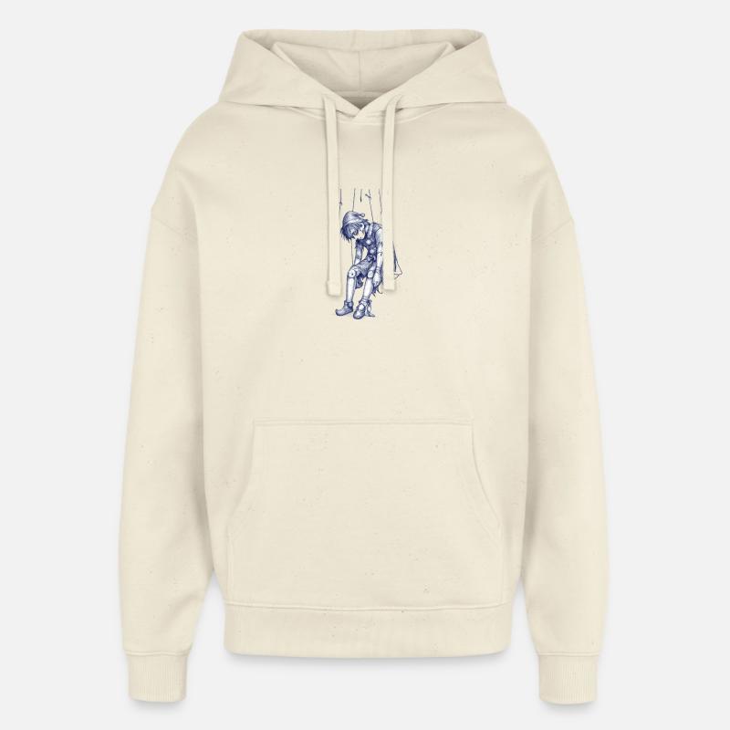 Image de marionnette bleue - Sweat à capuche unisexe Stanley/Stella Oversized - écru doux