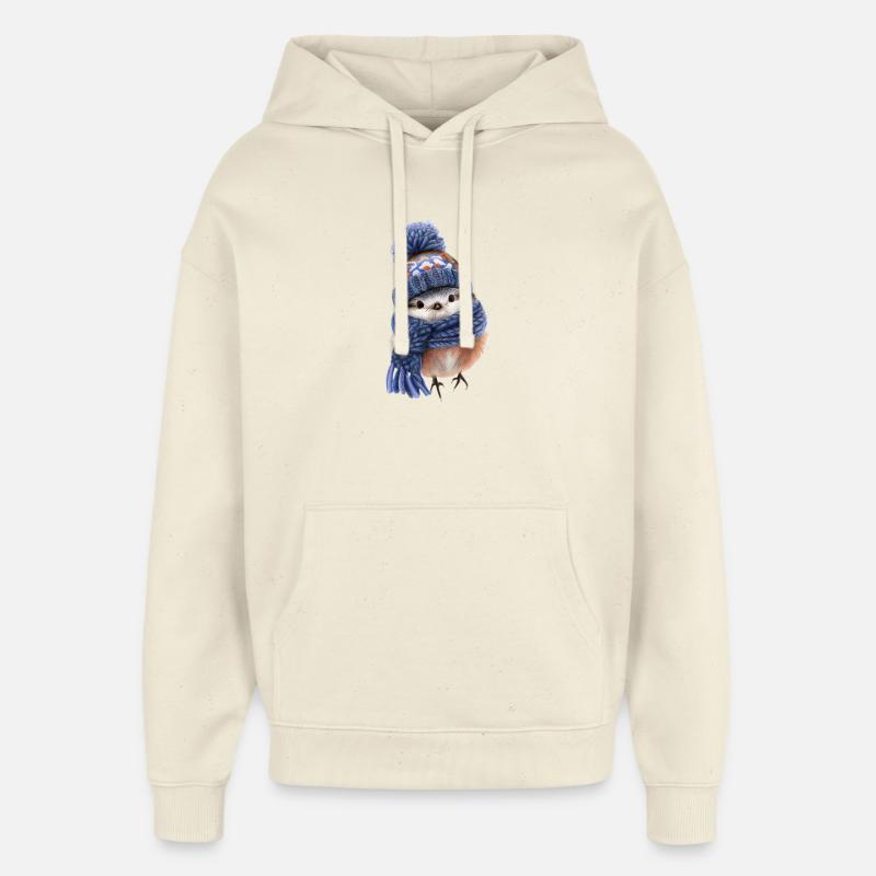 Oiseau d’hiver avec écharpe - Sweat à capuche unisexe Stanley/Stella Oversized - écru doux