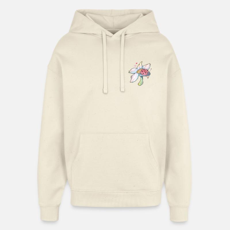 Douce Lucky Charm Ladybug sur fleur - Sweat à capuche unisexe Stanley/Stella Oversized - écru doux