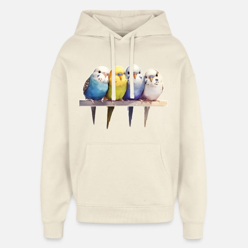 Groupe de perruches ondulées - Sweat à capuche unisexe Stanley/Stella Oversized - écru doux