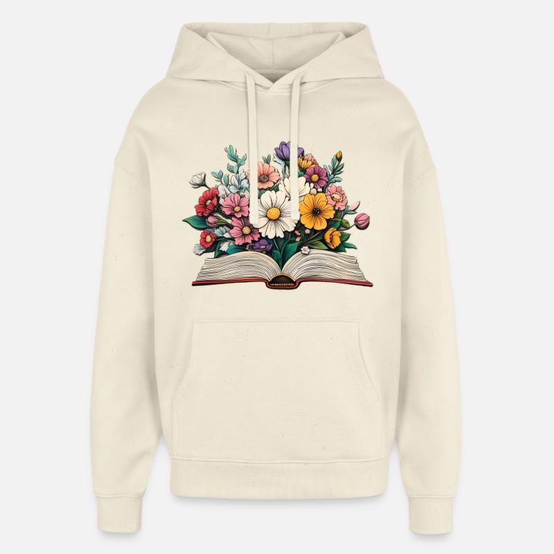Livre fleuri - Sweat à capuche unisexe Stanley/Stella Oversized - écru doux