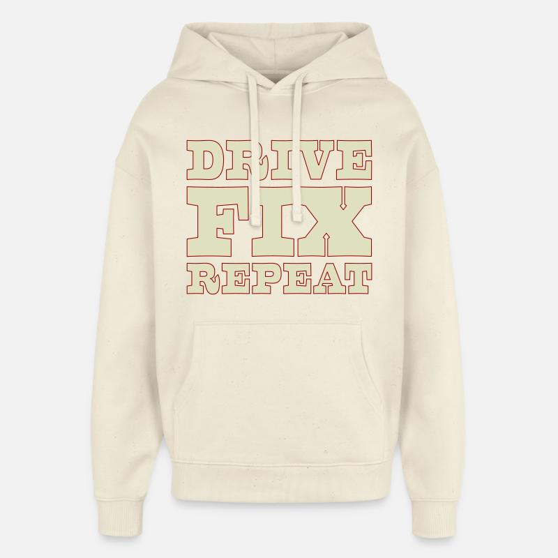 45b_solid_Drive_Fix_Repeat - Sweat à capuche unisexe Stanley/Stella Oversized - écru doux