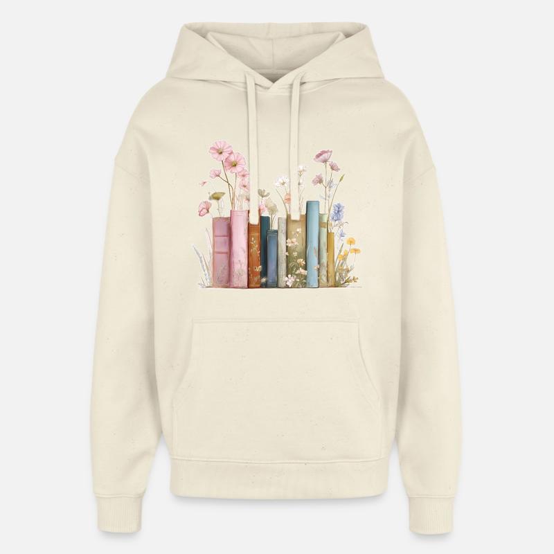 Livres avec des fleurs - Sweat à capuche unisexe Stanley/Stella Oversized - écru doux