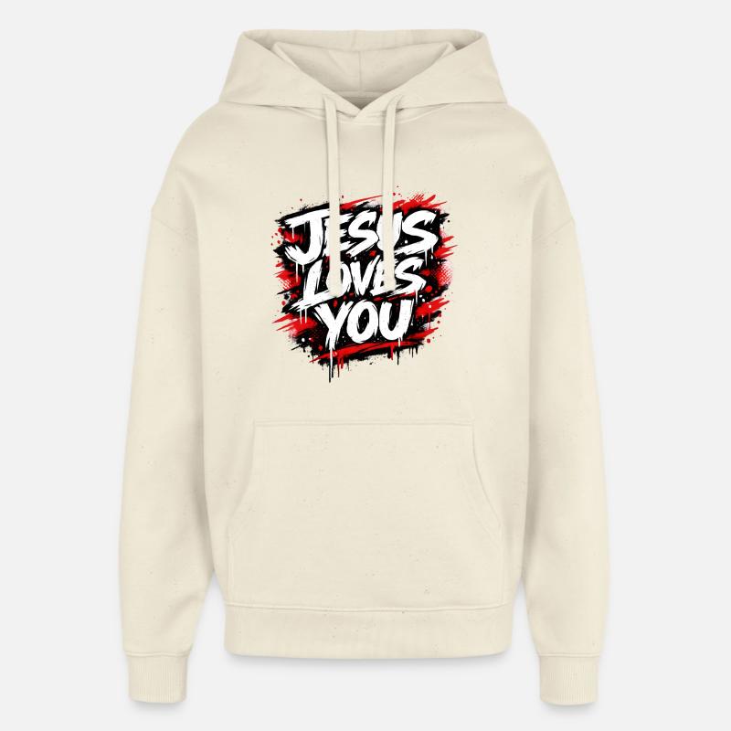 Déclaration de graffiti Jésus t’aime - Sweat à capuche unisexe Stanley/Stella Oversized - écru doux