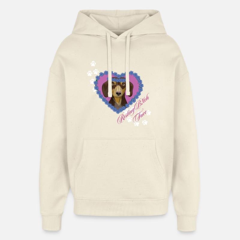 Resting B!tch Face Weenie - Oversized Unisex Hoodie by Stanley/Stella - soft Ecru