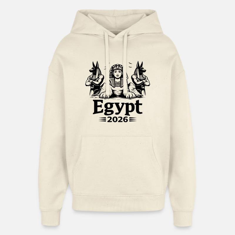 Sphinx Cléopâtre Anubis Égypte 2026 Mysticisme - Sweat à capuche unisexe Stanley/Stella Oversized - écru doux