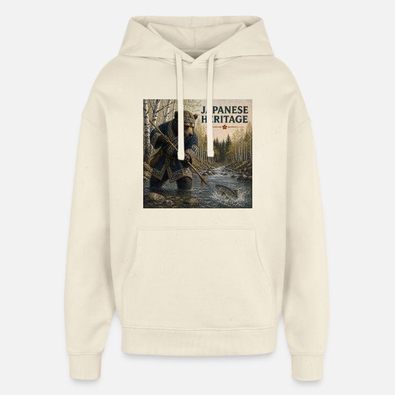 Conception japonaise des Kuma Ainu - Sweat à capuche unisexe Stanley/Stella Oversized - écru doux
