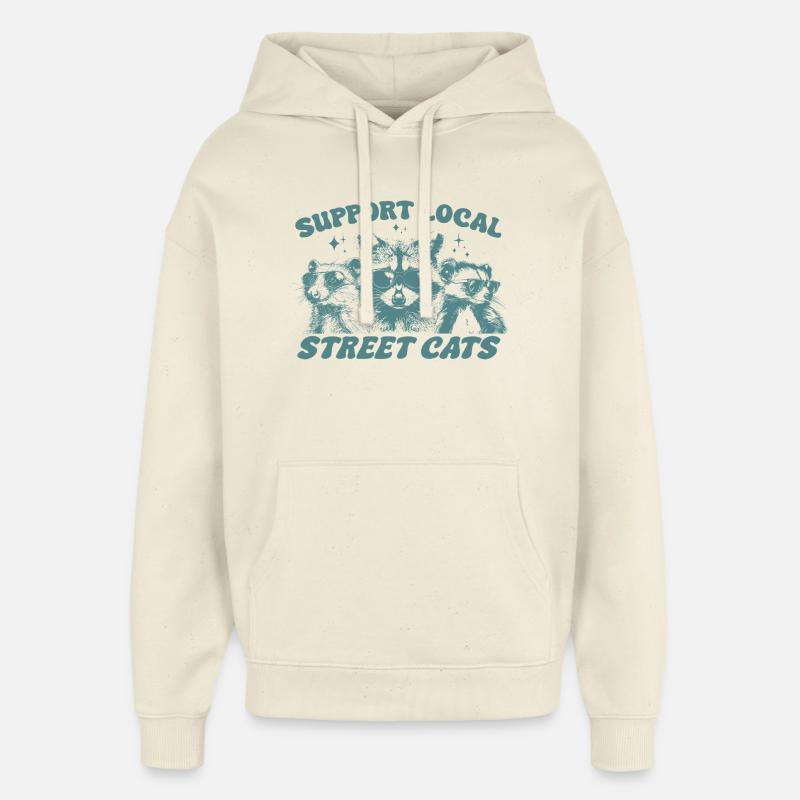 Soutenez les chats des rues locaux - Sweat à capuche unisexe Stanley/Stella Oversized - écru doux