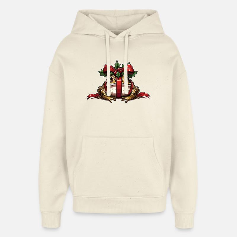 Mistle-Toad Funny Christmas Toad Frog - Oversized Unisex Hoodie by Stanley/Stella - soft Ecru