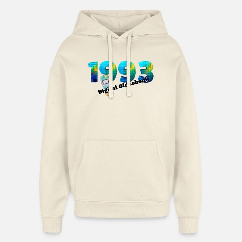 1993 – Design Digital Oldschool - Sweat à capuche unisexe Stanley/Stella Oversized - écru doux
