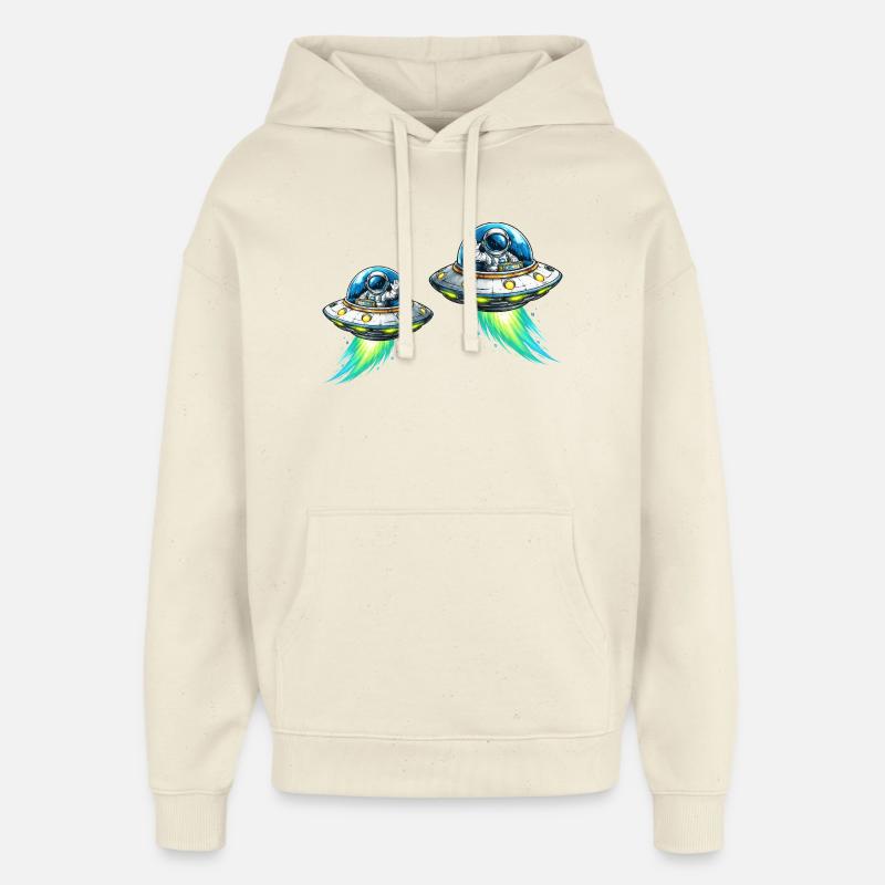 OVNI, astronautes, aventure spatiale - Sweat à capuche unisexe Stanley/Stella Oversized - écru doux