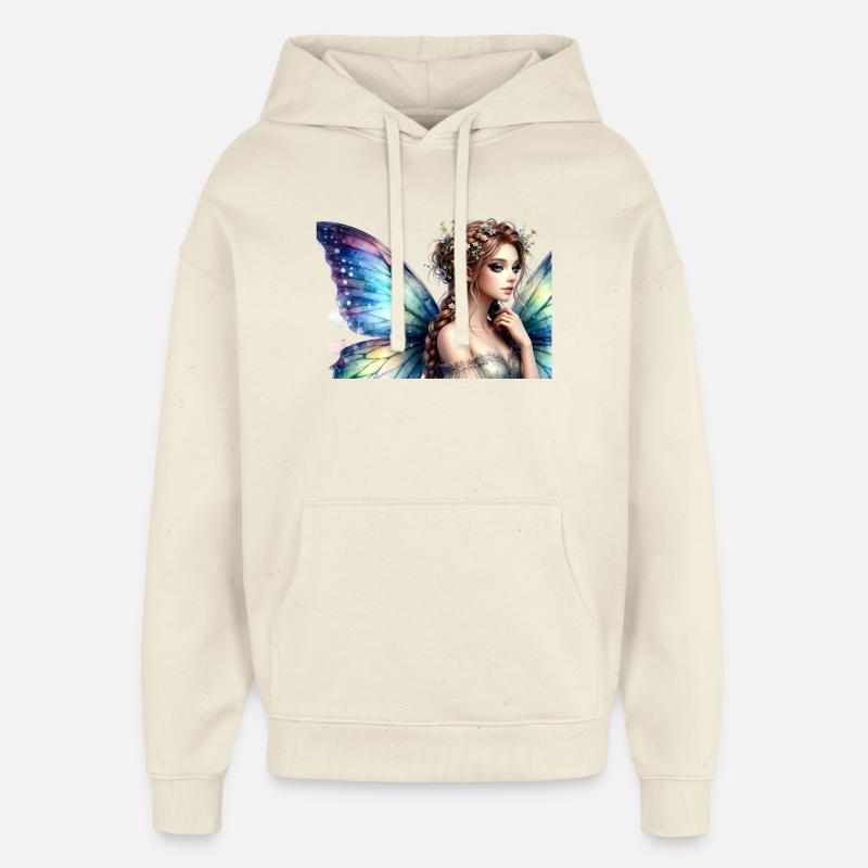 Couronne florale de fée iridescente - Sweat à capuche unisexe Stanley/Stella Oversized - écru doux