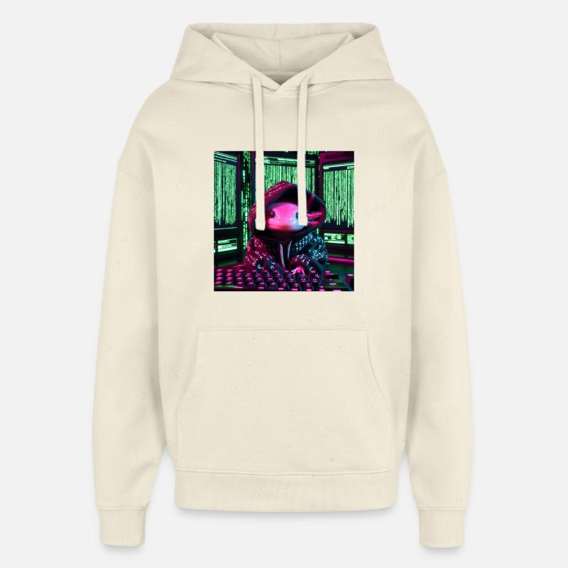 Cyber-Axolotl im digitalen Code-Look - Oversized Unisex Hoodie von Stanley/Stella - Natur