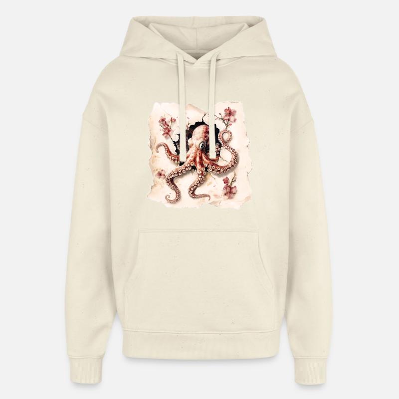 Pieuvre - Sweat à capuche unisexe Stanley/Stella Oversized - écru doux