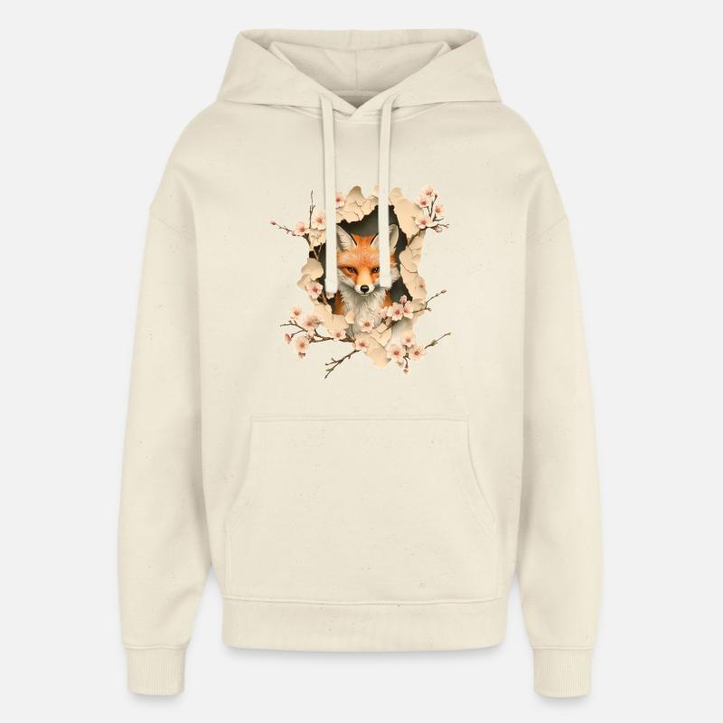 Fuchs mit Kirschblüten - Oversized Unisex Hoodie von Stanley/Stella - Natur