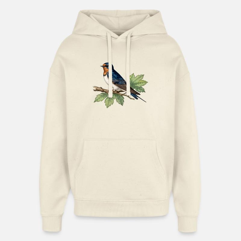 HIrondelle sur branche feuillée - Sweat à capuche unisexe Stanley/Stella Oversized - écru doux