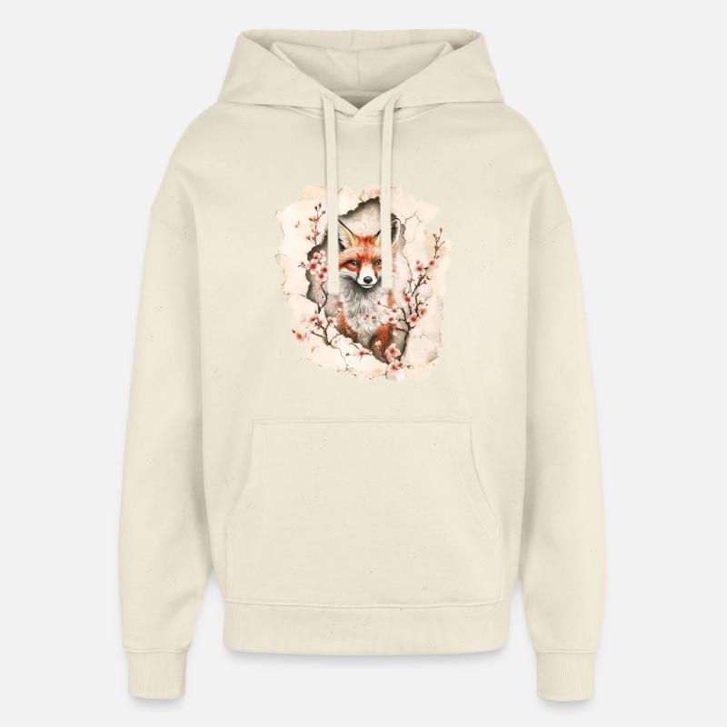 Fuchs mit Kirschblüten - Oversized Unisex Hoodie von Stanley/Stella - Natur