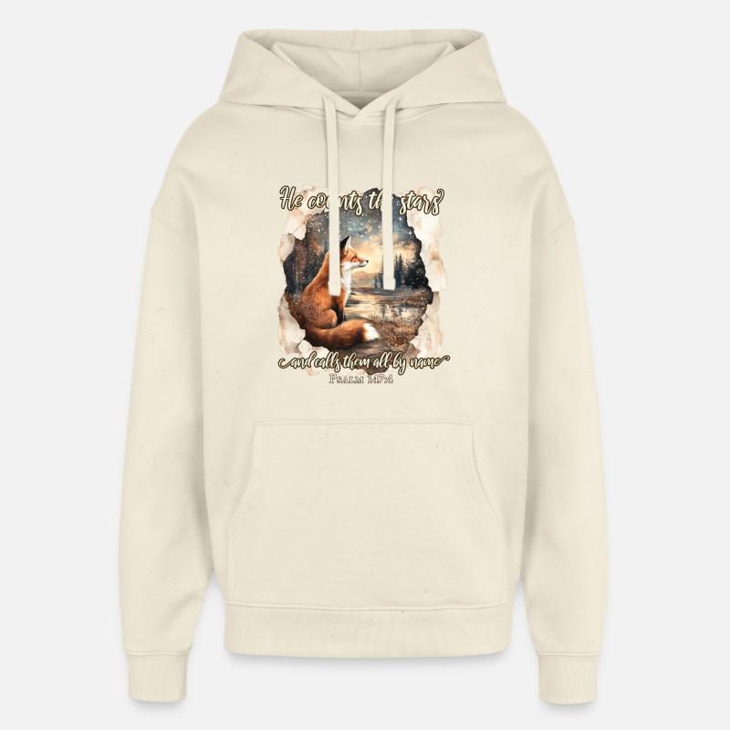 Verset biblique chrétien Fox - Sweat à capuche unisexe Stanley/Stella Oversized - écru doux