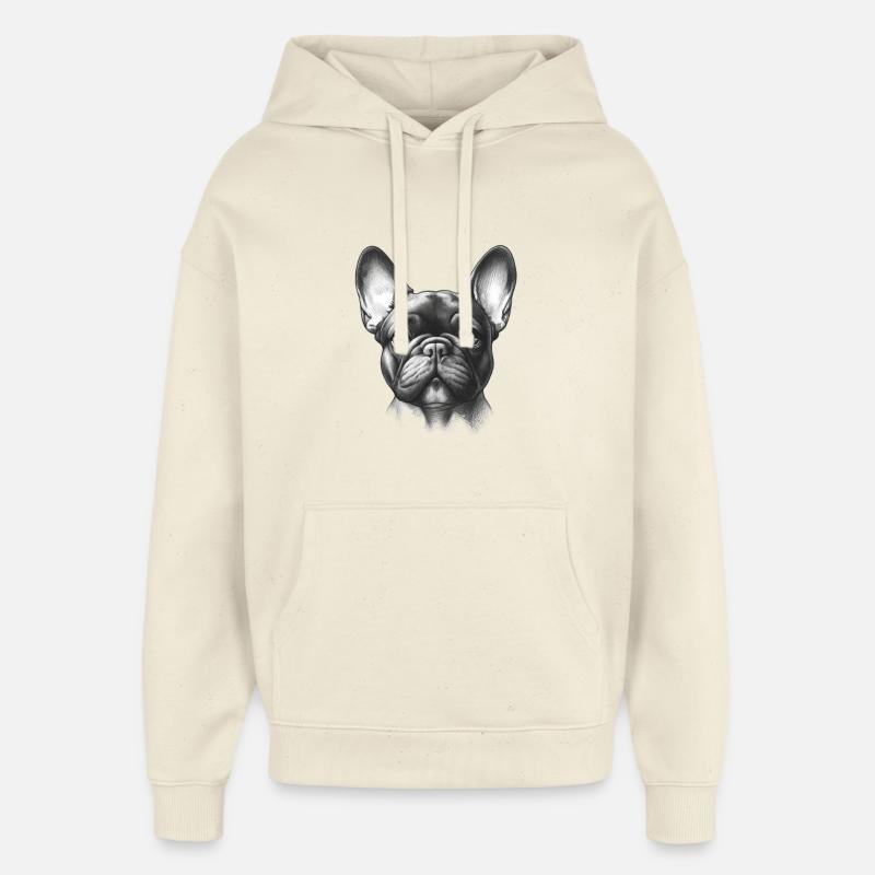 Adorable visage de Frenchie - Sweat à capuche unisexe Stanley/Stella Oversized - écru doux