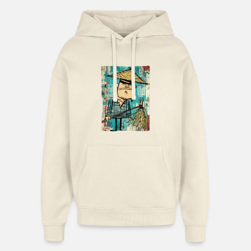 Graffiti Samurai with Broom - Oversized Unisex Hoodie by Stanley/Stella - soft Ecru