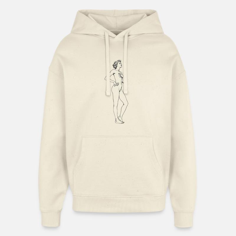 Dessin élégant de nus silhouette féminine - Sweat à capuche unisexe Stanley/Stella Oversized - écru doux