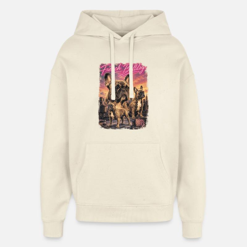Bouledogue français Rétro Dog - Sweat à capuche unisexe Stanley/Stella Oversized - écru doux
