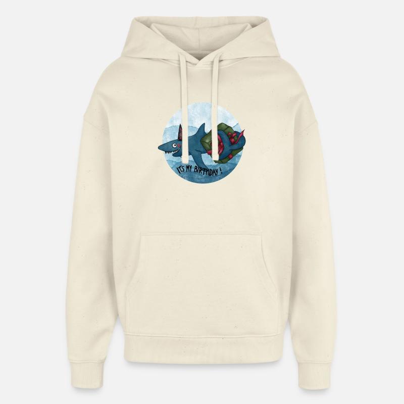 Requin d’anniversaire avec cadeau - Sweat à capuche unisexe Stanley/Stella Oversized - écru doux