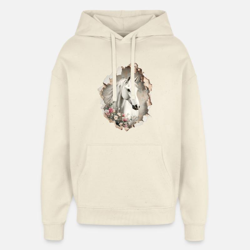 Fleurs de cheval - Sweat à capuche unisexe Stanley/Stella Oversized - écru doux