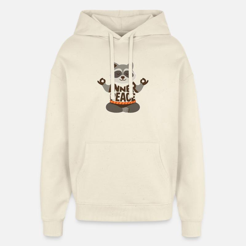 Meditierender Waschbär mit "Inner Peace" - Oversized Unisex Hoodie von Stanley/Stella - Natur