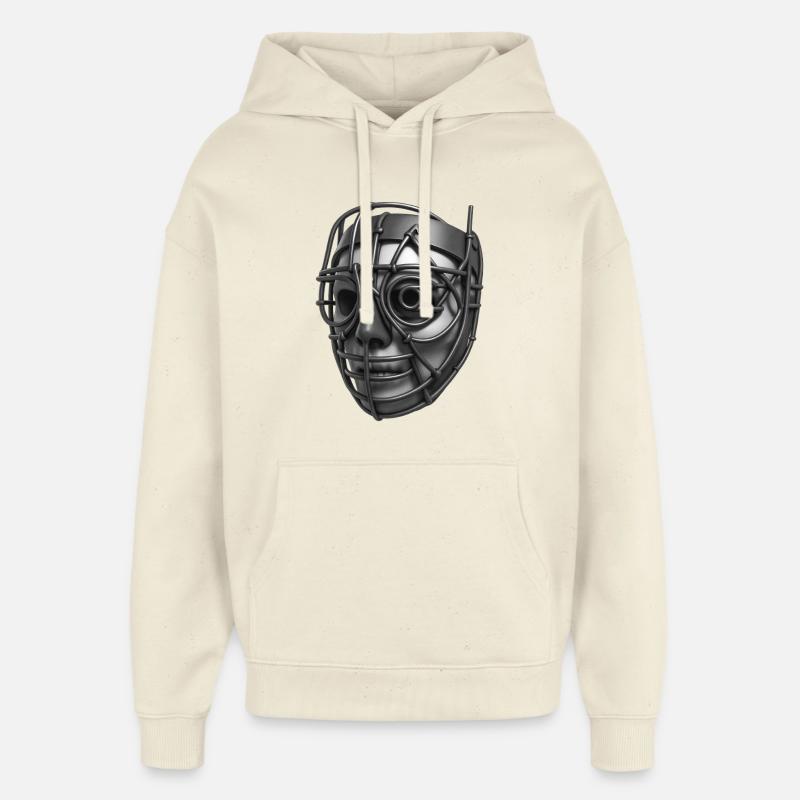 ROBOT MASK #3 - black & white - Sweat à capuche unisexe Stanley/Stella Oversized - écru doux