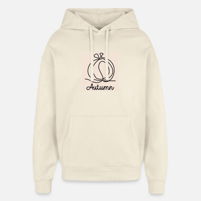 DESSIN AU TRAIT CITROUILLE AUTOMNE HALLOWEEN - Sweat à capuche unisexe Stanley/Stella Oversized - écru doux