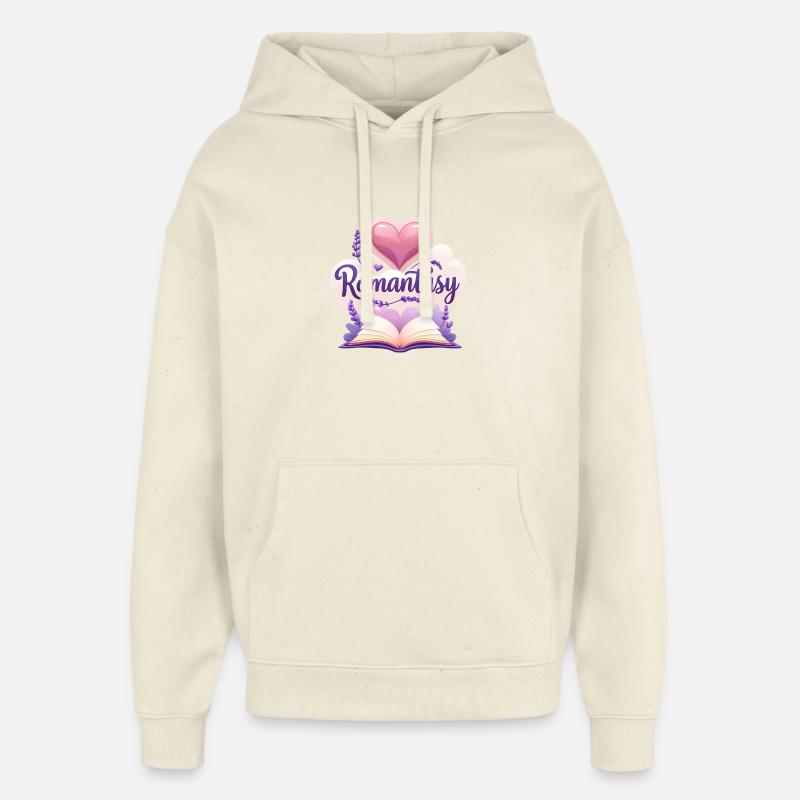 Romantasy Buch mit Lavendel & Blumen Design - Oversized Unisex Hoodie von Stanley/Stella - Natur