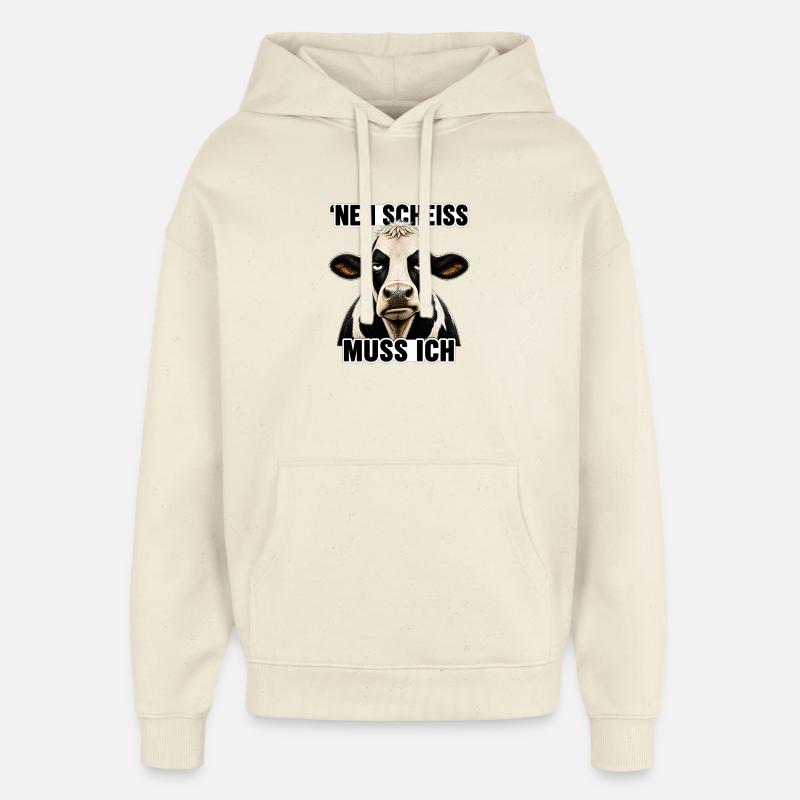 Genervte Kuh `Nen Scheiss Muss Ich - Oversized Unisex Hoodie von Stanley/Stella - Natur