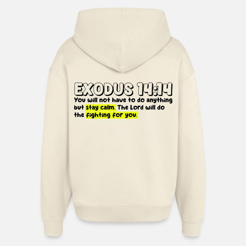 Exode 14:14 | Citation de la Bible - Sweat à capuche unisexe Stanley/Stella Oversized - écru doux