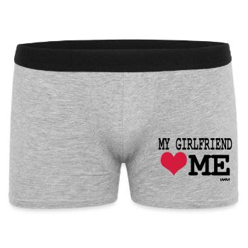 my girlfriend loves me by wam - Männer Boxer Shorts - Grau meliert - Vorne