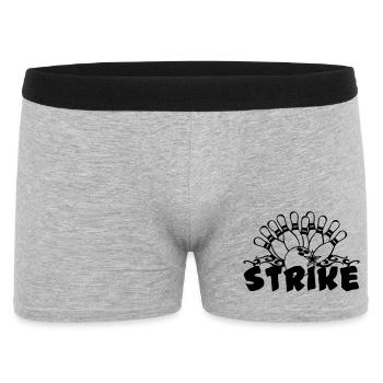 Bowling Strike , Fun Shirt , Strike (25) - Männer Boxer Shorts - Grau meliert - Vorne